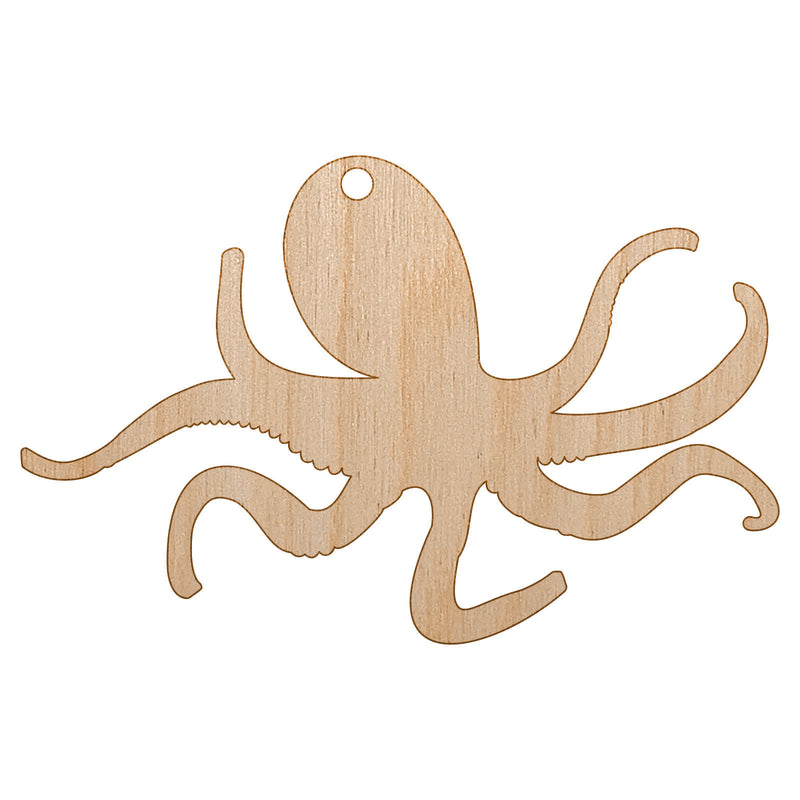 Octopus Solid Unfinished Craft Wood Holiday Christmas Tree DIY Pre-Drilled Ornament