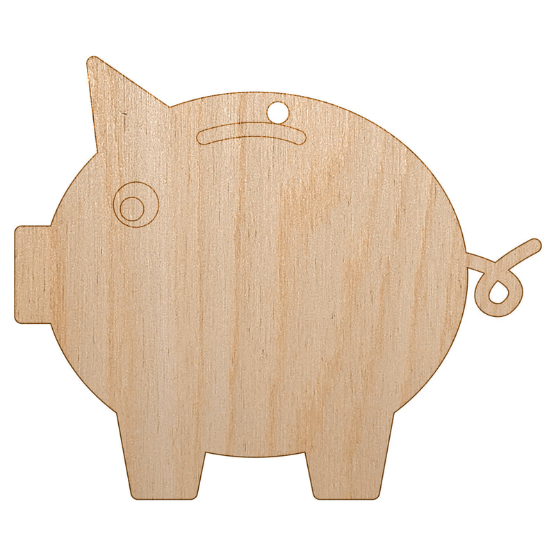 Piggy Bank Solid Unfinished Craft Wood Holiday Christmas Tree DIY Pre-Drilled Ornament