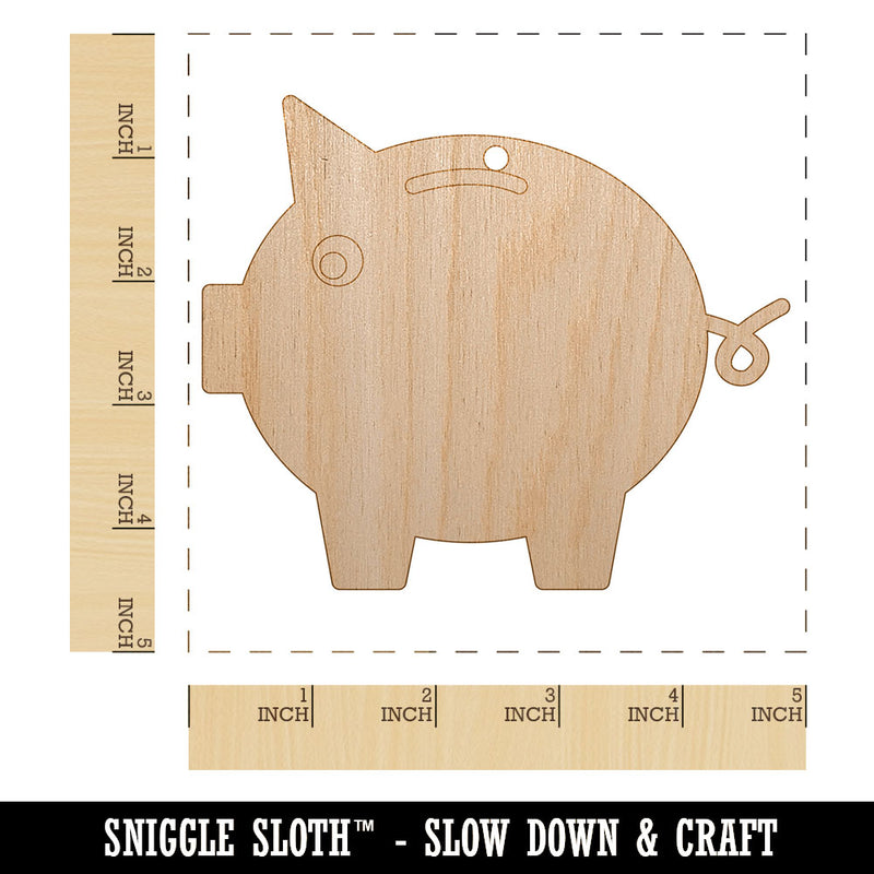 Piggy Bank Solid Unfinished Craft Wood Holiday Christmas Tree DIY Pre-Drilled Ornament