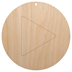 Play Button Icon Unfinished Craft Wood Holiday Christmas Tree DIY Pre-Drilled Ornament