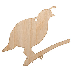 Quail Bird Solid Unfinished Craft Wood Holiday Christmas Tree DIY Pre-Drilled Ornament