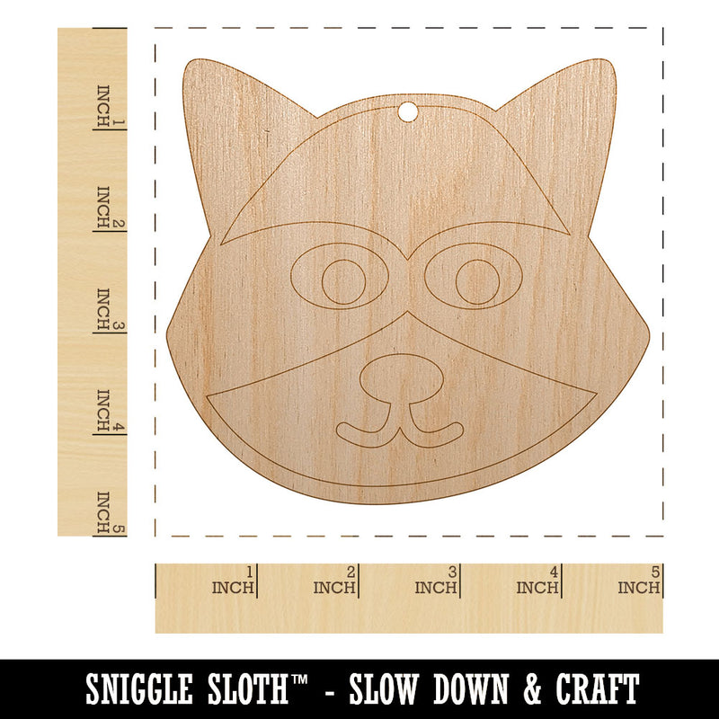 Racoon Face Doodle Unfinished Craft Wood Holiday Christmas Tree DIY Pre-Drilled Ornament