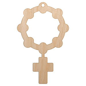 Rosary Catholic Symbol Unfinished Craft Wood Holiday Christmas Tree DIY Pre-Drilled Ornament