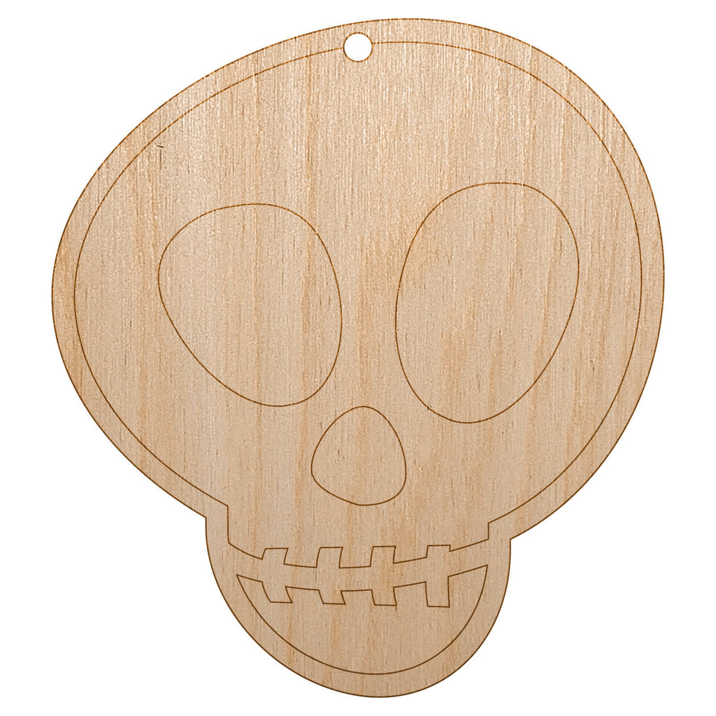 Skull Doodle Unfinished Craft Wood Holiday Christmas Tree DIY Pre-Drilled Ornament