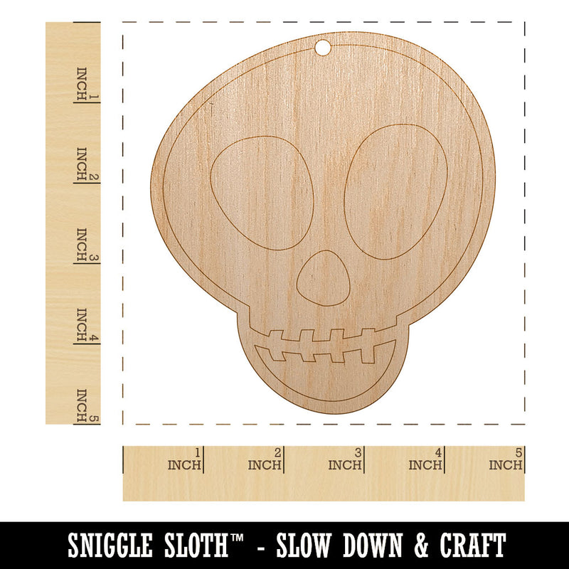 Skull Doodle Unfinished Craft Wood Holiday Christmas Tree DIY Pre-Drilled Ornament