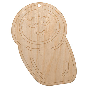 Sleeping Baby Doodle Unfinished Craft Wood Holiday Christmas Tree DIY Pre-Drilled Ornament