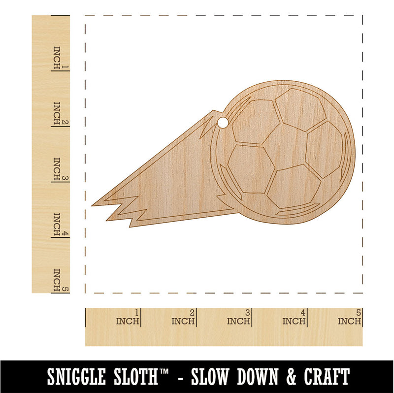Soccer Ball Action Unfinished Craft Wood Holiday Christmas Tree DIY Pre-Drilled Ornament