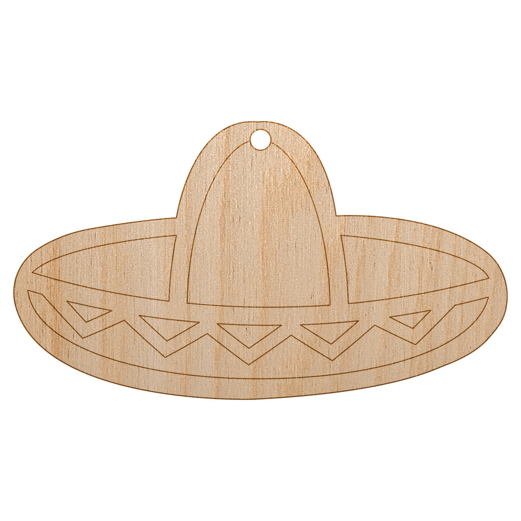 Sombrero Mexico Mexican Fiesta Hat Unfinished Craft Wood Holiday Christmas Tree DIY Pre-Drilled Ornament