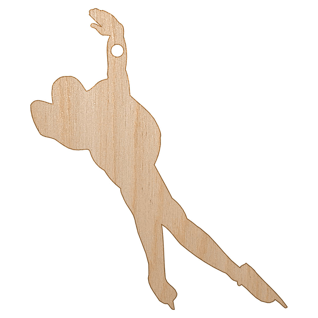 Speed Skating Skater Unfinished Craft Wood Holiday Christmas Tree DIY Pre-Drilled Ornament