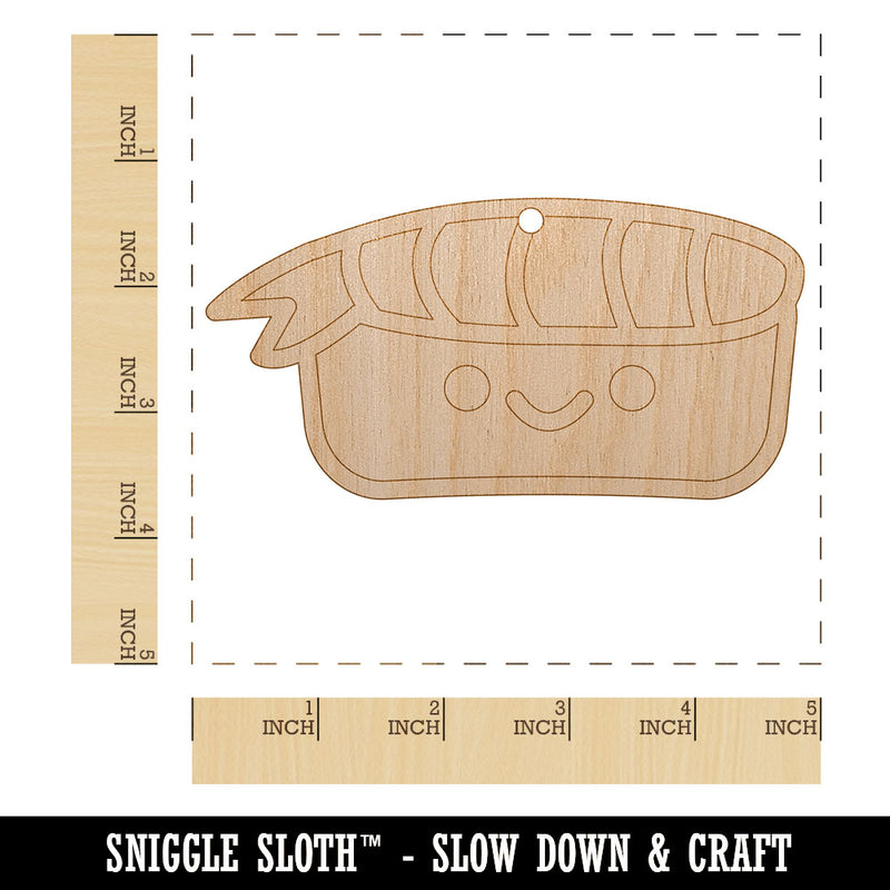 Sweet Sushi Kawaii Doodle Unfinished Craft Wood Holiday Christmas Tree DIY Pre-Drilled Ornament