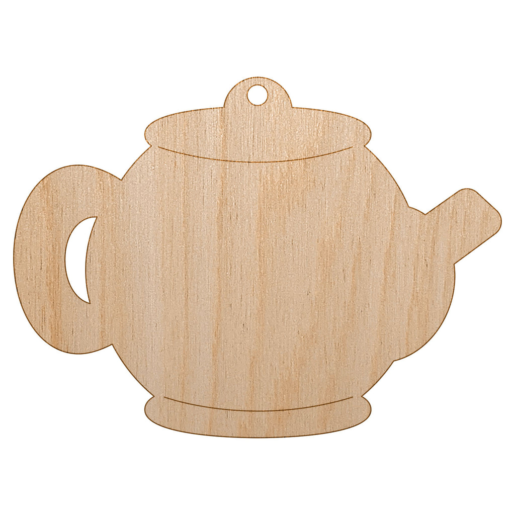 Teapot Kettle Unfinished Craft Wood Holiday Christmas Tree DIY Pre-Drilled Ornament