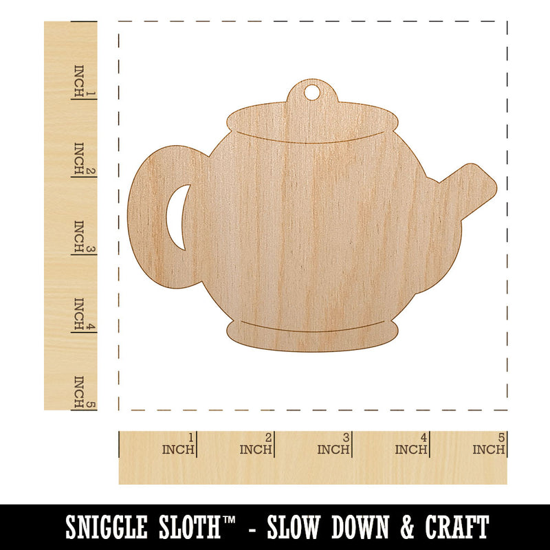 Teapot Kettle Unfinished Craft Wood Holiday Christmas Tree DIY Pre-Drilled Ornament