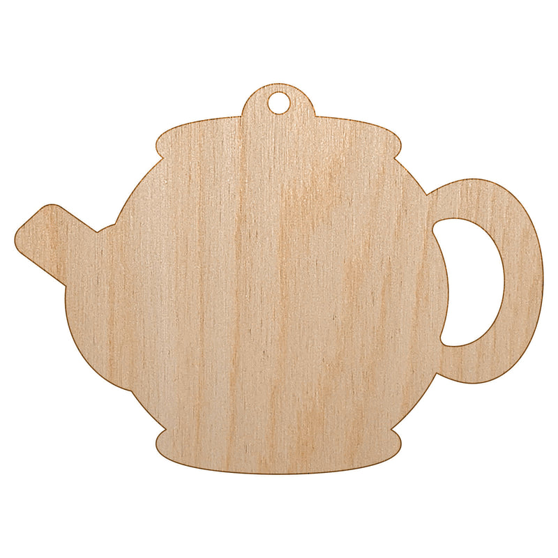 Teapot Kettle Solid Unfinished Craft Wood Holiday Christmas Tree DIY Pre-Drilled Ornament