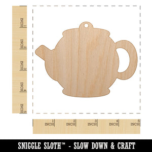 Teapot Kettle Solid Unfinished Craft Wood Holiday Christmas Tree DIY Pre-Drilled Ornament