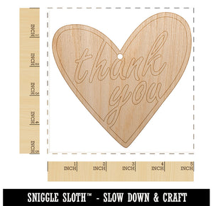 Thank You in Heart Unfinished Craft Wood Holiday Christmas Tree DIY Pre-Drilled Ornament