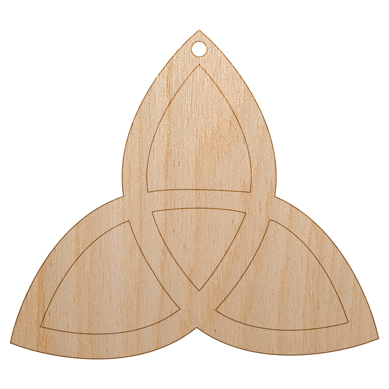Triquetra Symbol Solid Unfinished Craft Wood Holiday Christmas Tree DIY Pre-Drilled Ornament