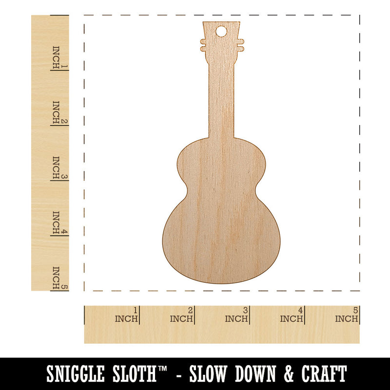 Ukulele Solid Unfinished Craft Wood Holiday Christmas Tree DIY Pre-Drilled Ornament