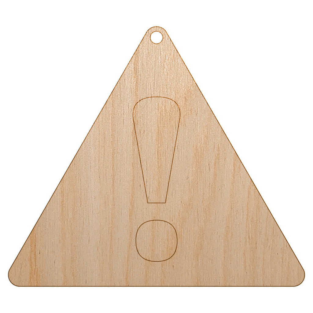 Warning Symbol Exclamation Mark Unfinished Craft Wood Holiday Christmas Tree DIY Pre-Drilled Ornament