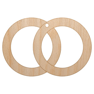 Wedding Rings Overlapping Unfinished Craft Wood Holiday Christmas Tree DIY Pre-Drilled Ornament