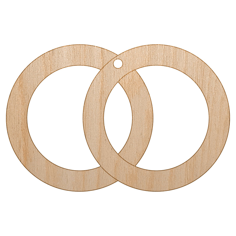Wedding Rings Overlapping Unfinished Craft Wood Holiday Christmas Tree DIY Pre-Drilled Ornament