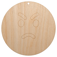 Angry Mad Face Emoticon Unfinished Craft Wood Holiday Christmas Tree DIY Pre-Drilled Ornament