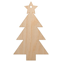 Christmas Tree with Star Solid Unfinished Craft Wood Holiday Christmas Tree DIY Pre-Drilled Ornament