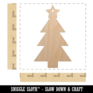 Christmas Tree with Star Solid Unfinished Craft Wood Holiday Christmas Tree DIY Pre-Drilled Ornament