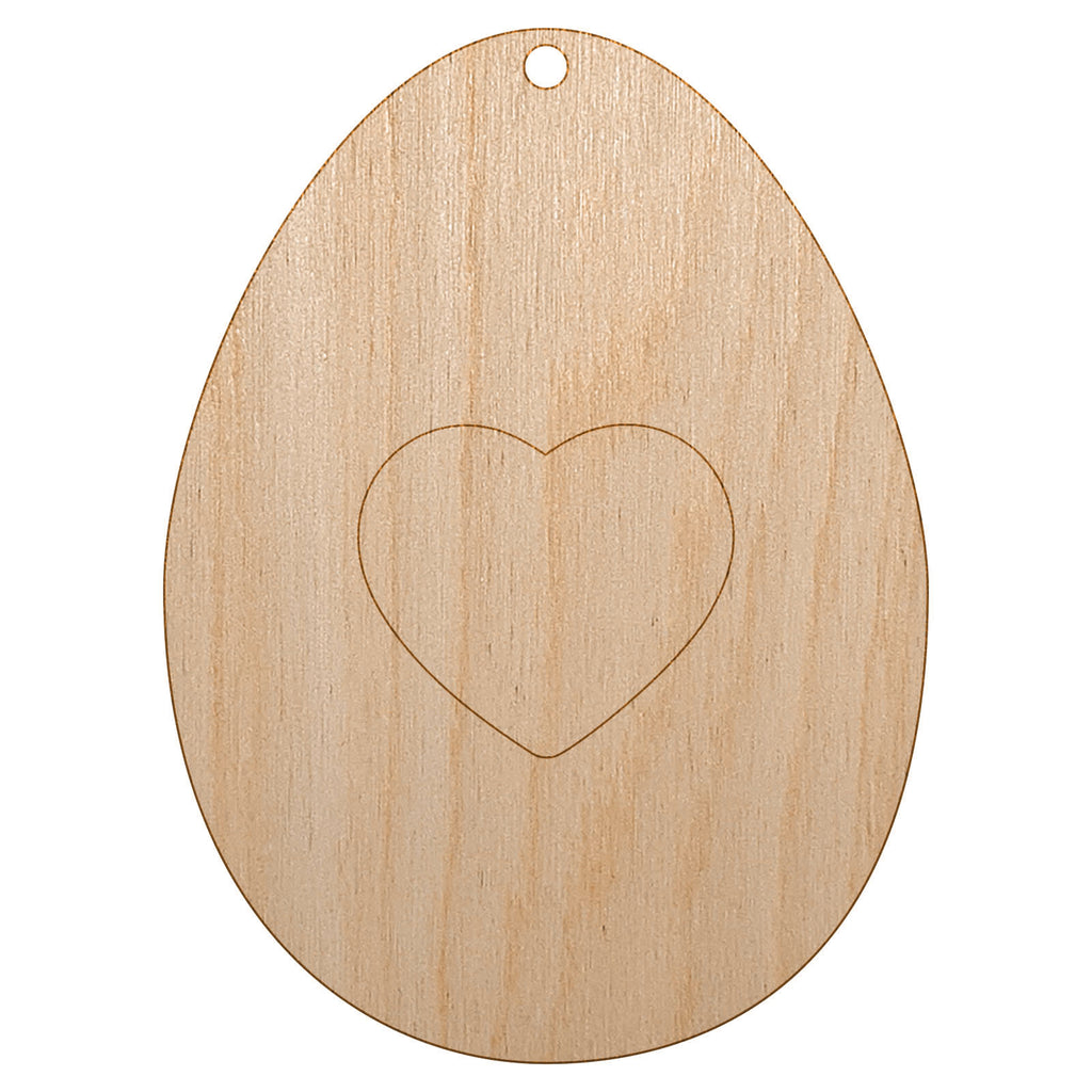 Egg Solid with Heart Unfinished Craft Wood Holiday Christmas Tree DIY Pre-Drilled Ornament