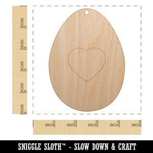 Egg Solid with Heart Unfinished Craft Wood Holiday Christmas Tree DIY Pre-Drilled Ornament