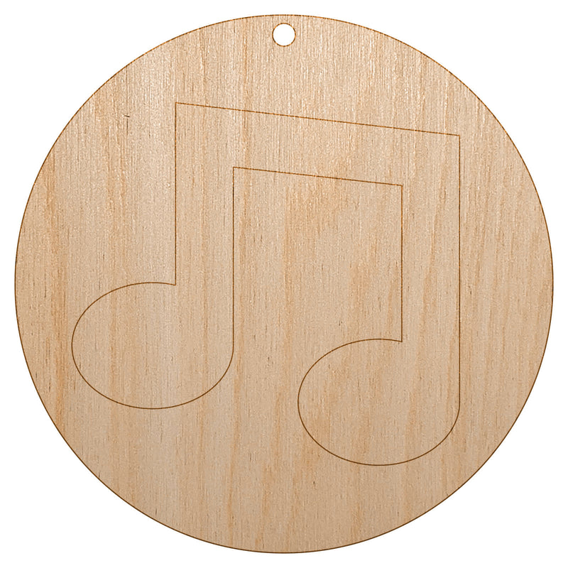 Eighth Notes Music in Circle Unfinished Craft Wood Holiday Christmas Tree DIY Pre-Drilled Ornament