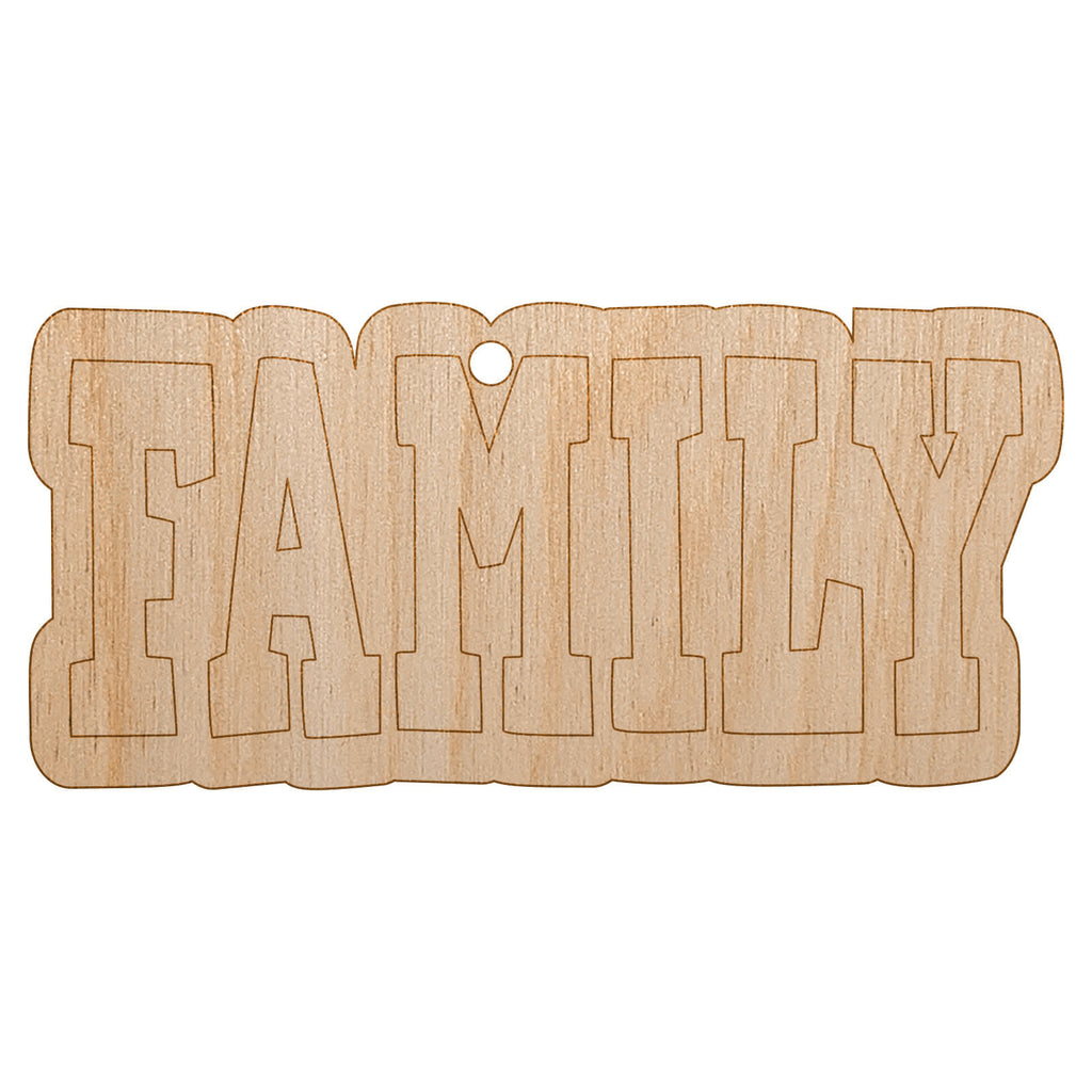 Family Fun Text Unfinished Craft Wood Holiday Christmas Tree DIY Pre-Drilled Ornament