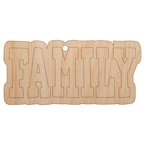 Family Fun Text Unfinished Craft Wood Holiday Christmas Tree DIY Pre-Drilled Ornament