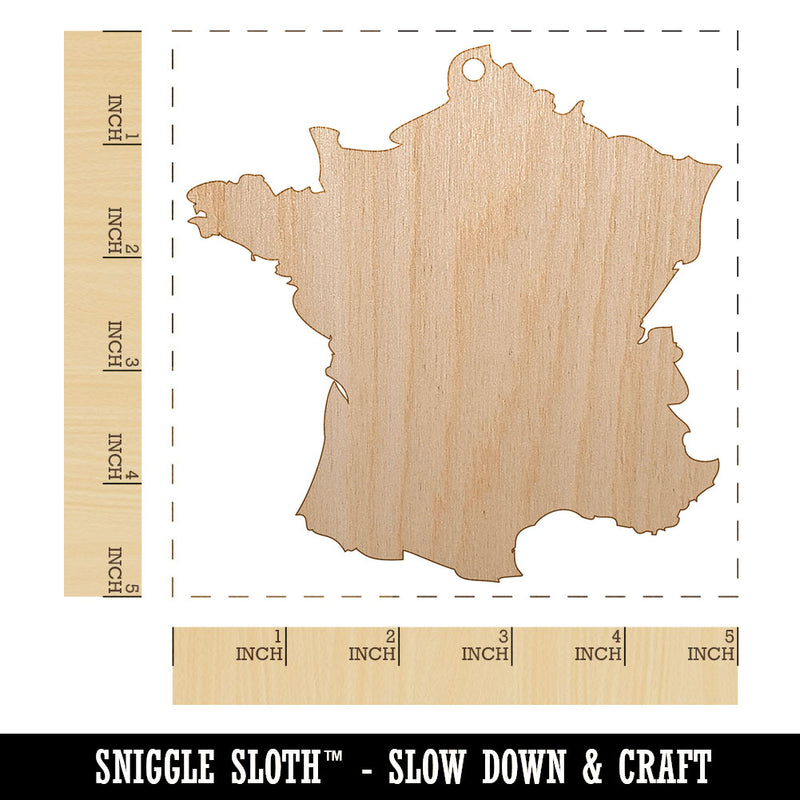 France Country Solid Unfinished Craft Wood Holiday Christmas Tree DIY Pre-Drilled Ornament