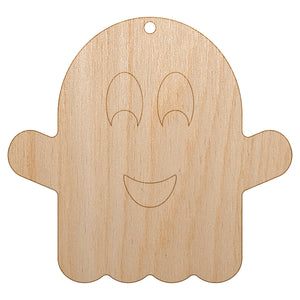 Ghost Smiling Halloween Unfinished Craft Wood Holiday Christmas Tree DIY Pre-Drilled Ornament