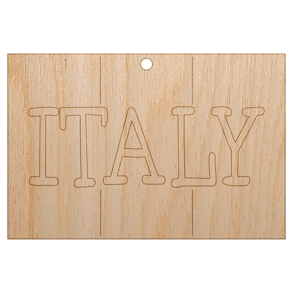 Italy Flag Text Unfinished Craft Wood Holiday Christmas Tree DIY Pre-Drilled Ornament