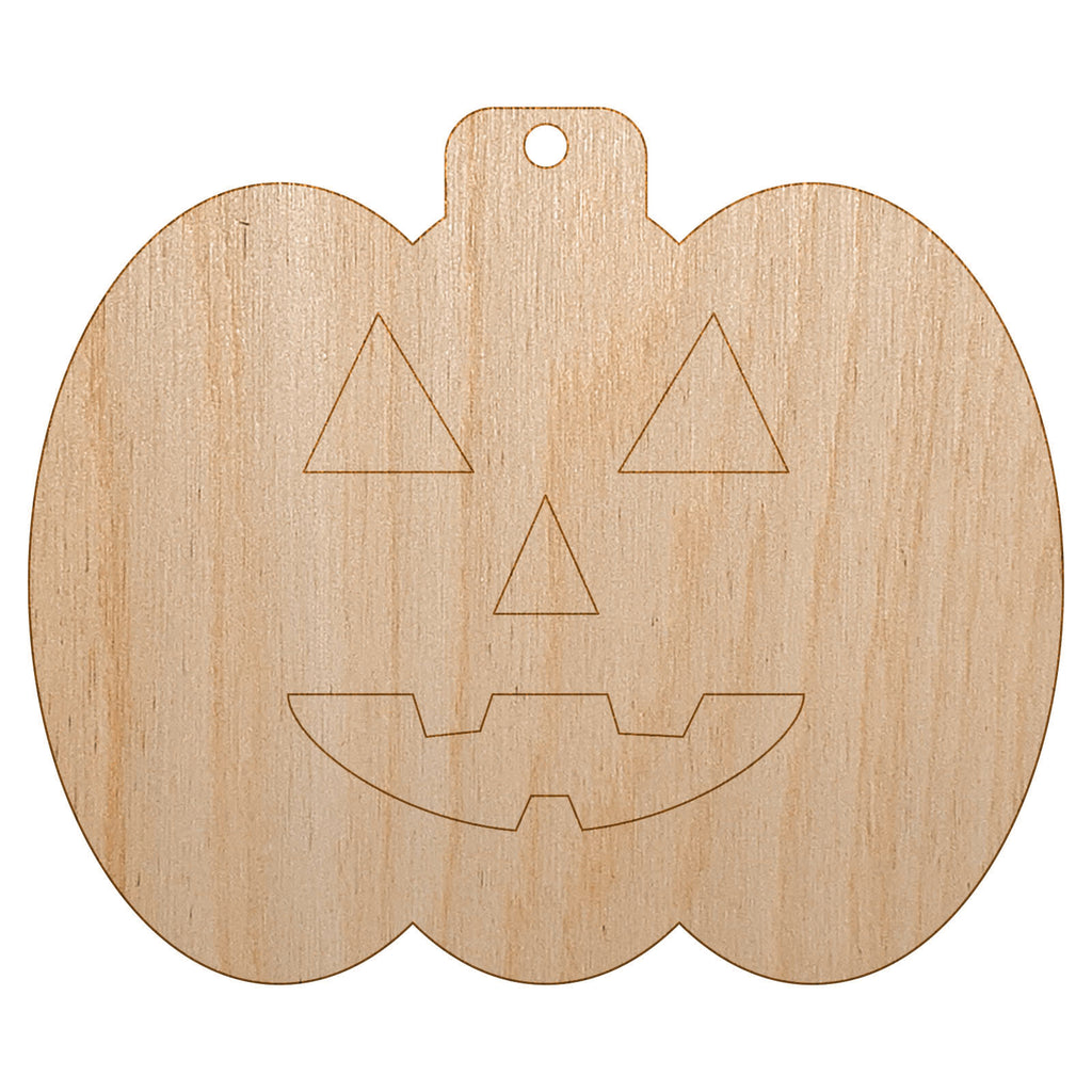 Jack O'Lantern Happy Halloween Pumpkin Unfinished Craft Wood Holiday Christmas Tree DIY Pre-Drilled Ornament