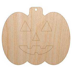 Jack O'Lantern Happy Halloween Pumpkin Unfinished Craft Wood Holiday Christmas Tree DIY Pre-Drilled Ornament