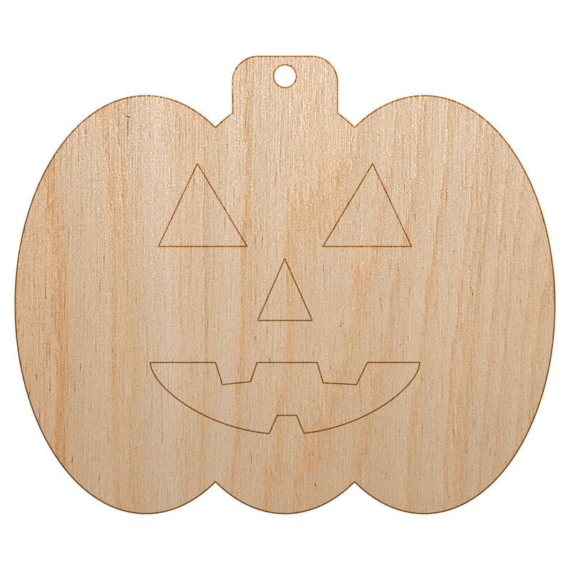 Jack O'Lantern Happy Halloween Pumpkin Unfinished Craft Wood Holiday Christmas Tree DIY Pre-Drilled Ornament