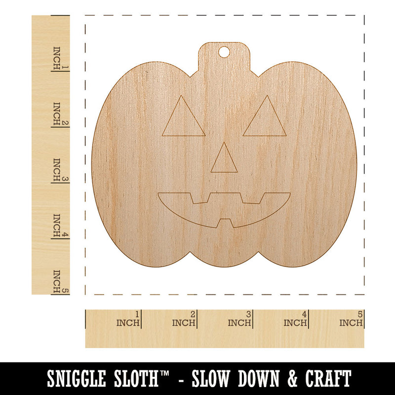 Jack O'Lantern Happy Halloween Pumpkin Unfinished Craft Wood Holiday Christmas Tree DIY Pre-Drilled Ornament