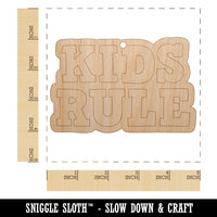 Kids Rule Fun Text Unfinished Craft Wood Holiday Christmas Tree DIY Pre-Drilled Ornament