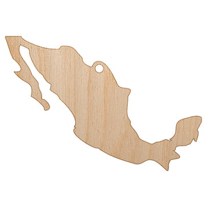 Mexico Country Solid Unfinished Craft Wood Holiday Christmas Tree DIY Pre-Drilled Ornament