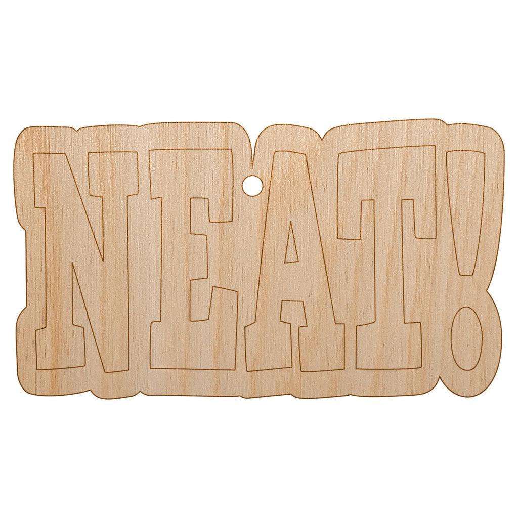Neat Fun Text Unfinished Craft Wood Holiday Christmas Tree DIY Pre-Drilled Ornament