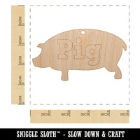 Pig Silhouette Fun Text Unfinished Craft Wood Holiday Christmas Tree DIY Pre-Drilled Ornament