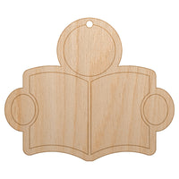 Reading Book Library Icon Unfinished Craft Wood Holiday Christmas Tree DIY Pre-Drilled Ornament