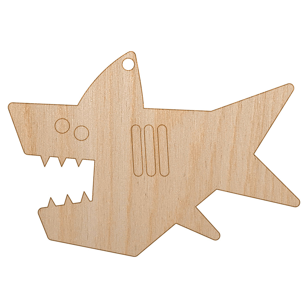 Shark Doodle Unfinished Craft Wood Holiday Christmas Tree DIY Pre-Drilled Ornament