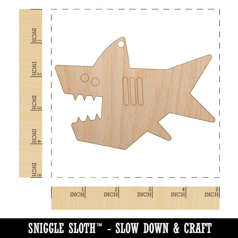 Shark Doodle Unfinished Craft Wood Holiday Christmas Tree DIY Pre-Drilled Ornament
