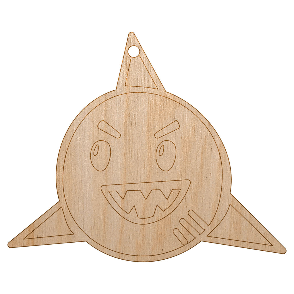 Shark Face Doodle Unfinished Craft Wood Holiday Christmas Tree DIY Pre-Drilled Ornament