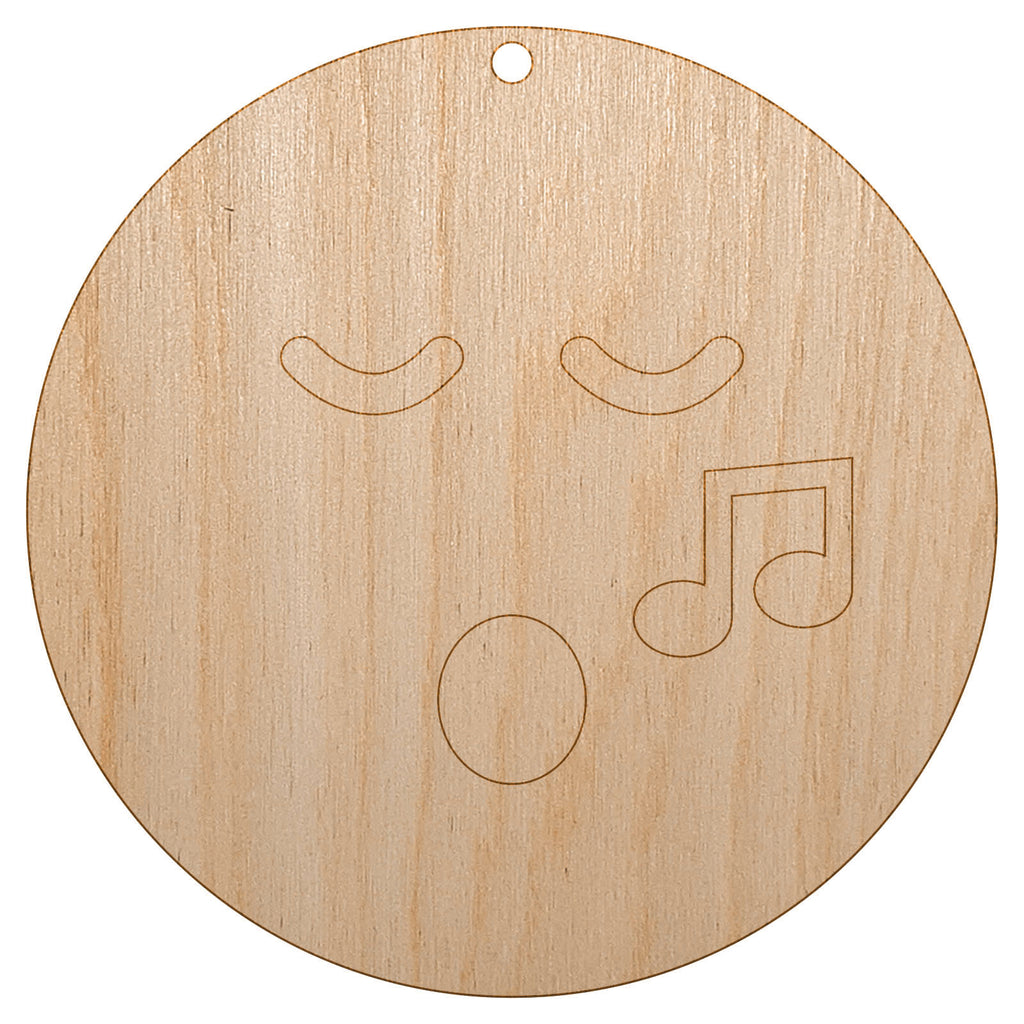 Singing Face Music Emoticon Unfinished Craft Wood Holiday Christmas Tree DIY Pre-Drilled Ornament