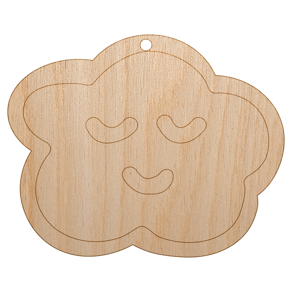 Sleeping Cloud Doodle Unfinished Craft Wood Holiday Christmas Tree DIY Pre-Drilled Ornament