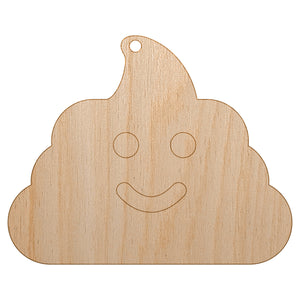 Smile Poop Face Emoticon Unfinished Craft Wood Holiday Christmas Tree DIY Pre-Drilled Ornament